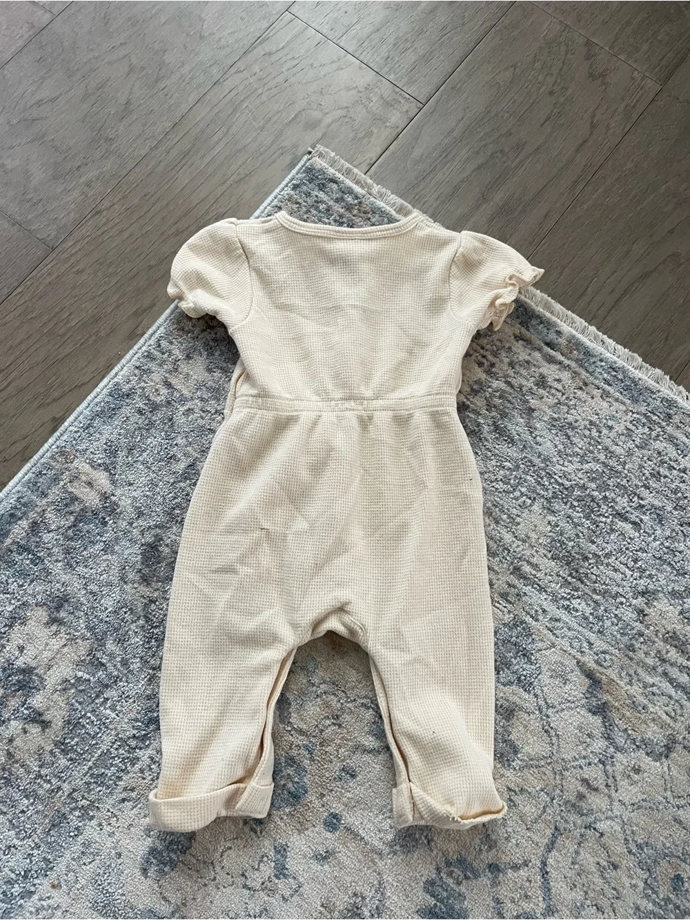 Cream Baby One-Piece Bodysuit with Pink Bow Pockets